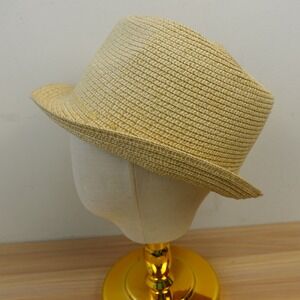 Italian FRAMAR Straw Hats Natural Tan L Fedora Trilby Short Brim Neutral SEIFTER